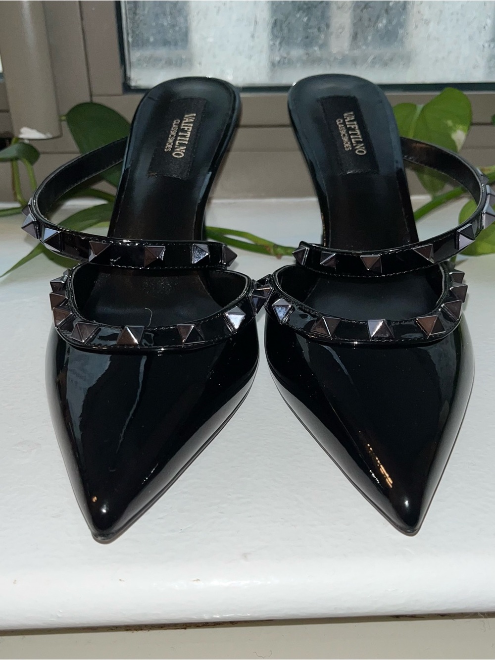 Valentino Black Patent Leather Studded Mules - Picture 3 of 7